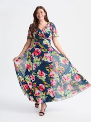Scarlett & Jo Light Pink Curve Isabelle Angel Sleeve Maxi Dress - Image 1 of 4