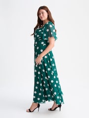 Scarlett & Jo Green Kemi Spot Bolero Wrap Bodice Mesh Maxi Gown - Image 3 of 4