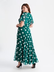 Scarlett & Jo Green Kemi Spot Bolero Wrap Bodice Mesh Maxi Gown - Image 4 of 4
