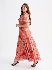 Scarlett & Jo Amber Orange Curve Isabelle Angel Sleeve Maxi Dress - Image 3 of 4
