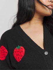Simply Be Black Strawberry Boyfriend Cardigan - Image 3 of 4