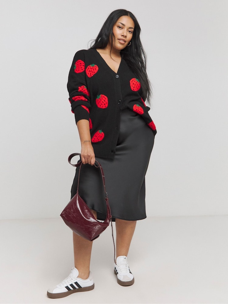Simply Be Black Strawberry Boyfriend Cardigan - Image 4 of 4