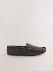 Brown Suede Faux Fur Lined Moccasin Slippers - Image 2 of 5
