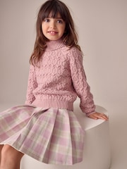 Pink Cable Roll Neck Jumper (3-16yrs) - Image 1 of 7