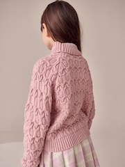 Pink Cable Roll Neck Jumper (3-16yrs) - Image 2 of 7