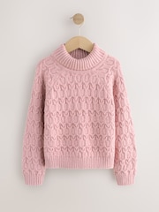 Pink Cable Roll Neck Jumper (3-16yrs) - Image 4 of 7