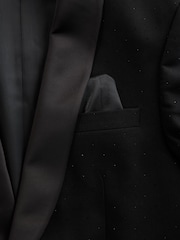 Black Slim Fit Sequin Tuxedo Suit Jacket - Image 9 of 9