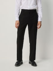 Black Slim Fit Sequin Tuxedo Suit Trousers - Image 1 of 10