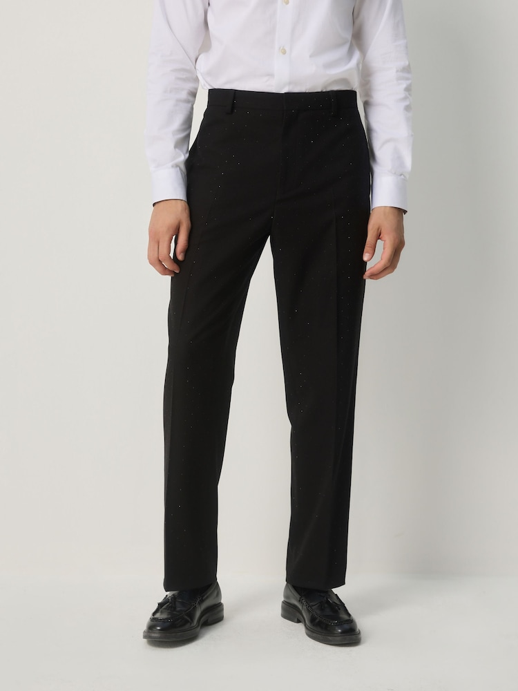 Black Slim Fit Sequin Tuxedo Suit Trousers - Image 1 of 10 Black Slim Fit Sequin Tuxedo Suit Trousers - Image 1 of 10