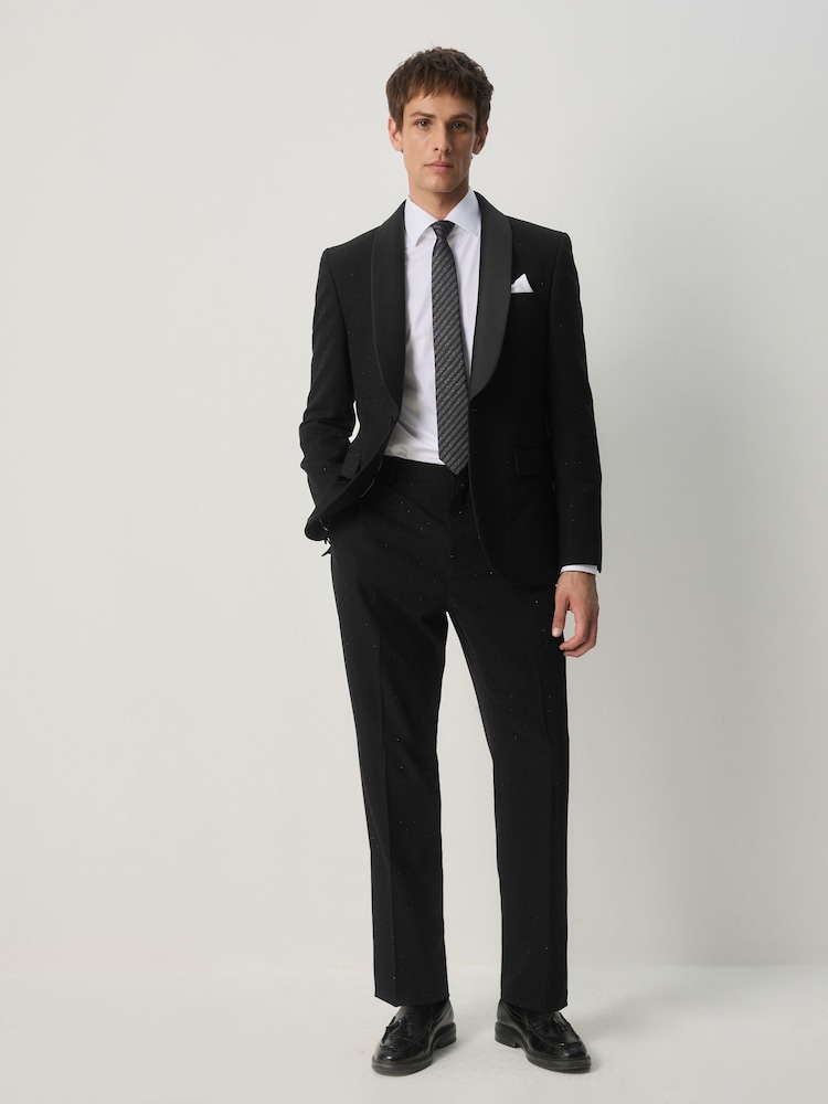 Black Slim Fit Sequin Tuxedo Suit Trousers - Image 2 of 10 Black Slim Fit Sequin Tuxedo Suit Trousers - Image 2 of 10