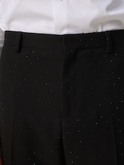 Black Slim Fit Sequin Tuxedo Suit Trousers - Image 5 of 10