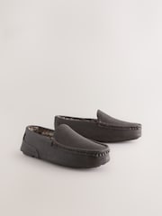 Brown Faux Fur Lined Moccasin Slippers - Image 1 of 5