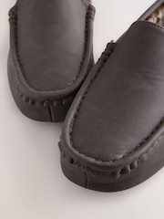 Brown Faux Fur Lined Moccasin Slippers - Image 4 of 5