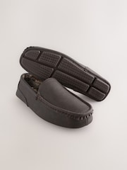 Brown Faux Fur Lined Moccasin Slippers - Image 5 of 5