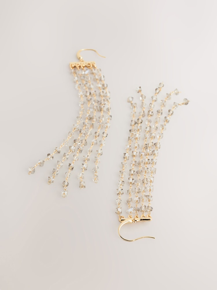 Gold Tone Facetted Bead Drop Earrings - Image 2 of 3
