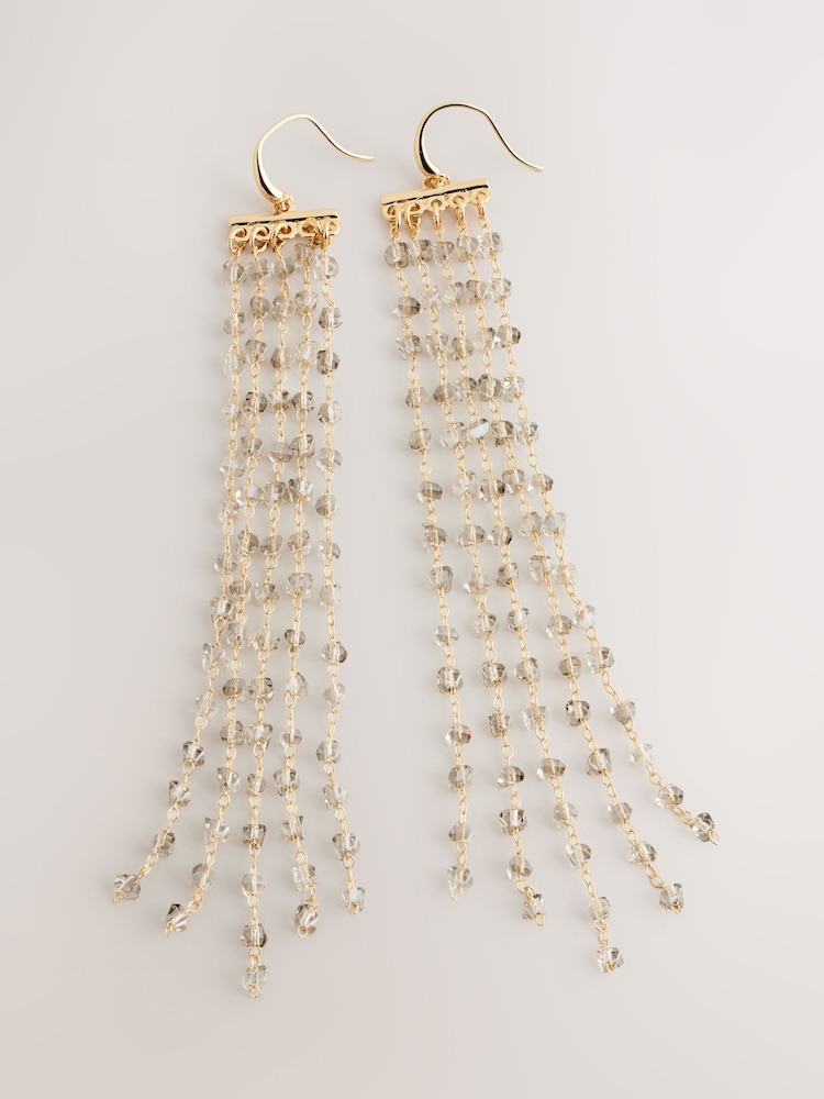 Gold Tone Facetted Bead Drop Earrings - Image 3 of 3