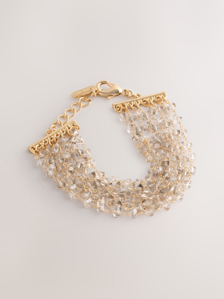 Gold Tone Facetted Bead Multirow Bracelet - Image 1 of 3