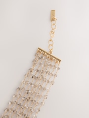 Gold Tone Facetted Bead Multirow Bracelet - Image 3 of 3