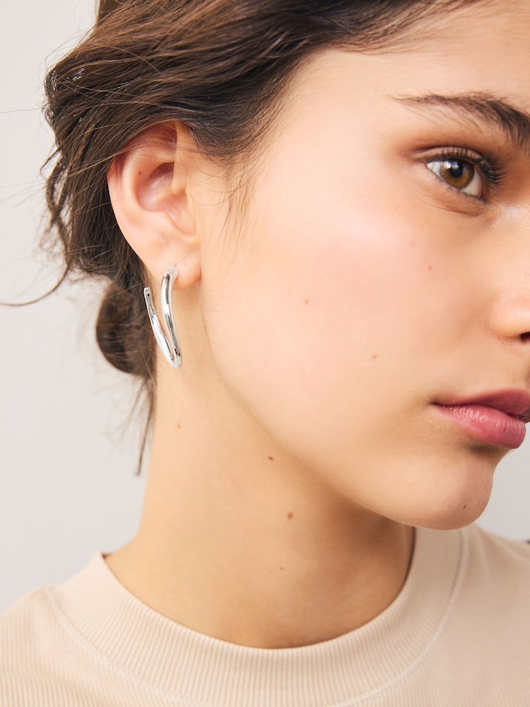 Silver Tone Hoop Earrings - Image 1 of 2