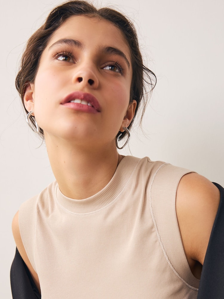 Silver Tone Hoop Earrings - Image 2 of 2
