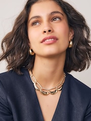 Gold Tone Open Link Collar Necklace - Image 2 of 2