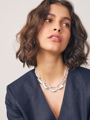 Silver Tone Open Link Collar Necklace - Image 2 of 2