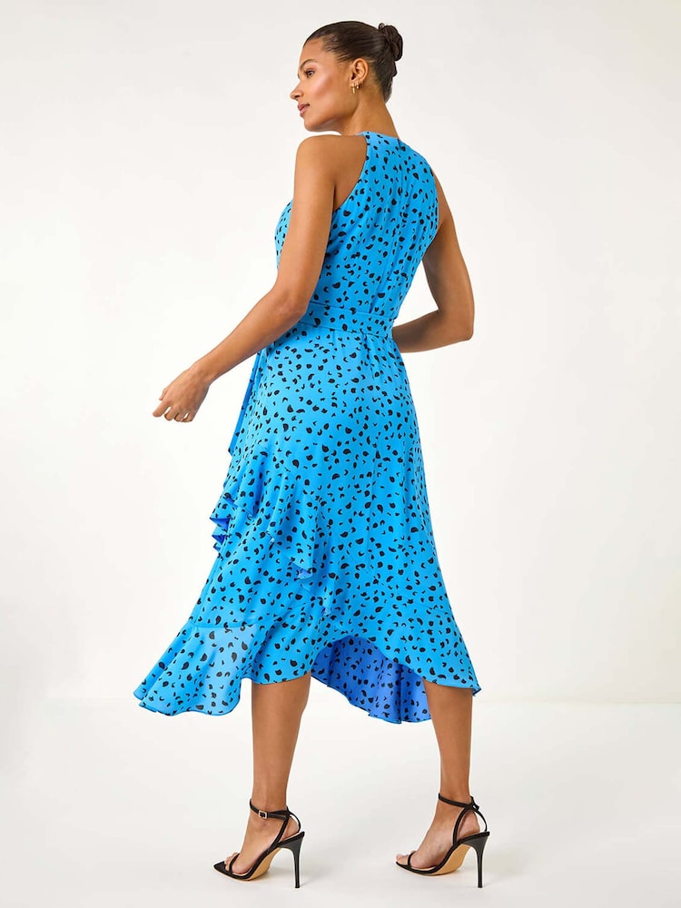 Azul - Roman Spot Print Frill Hem Halter Dress - Imagen 2 de 5 Azul - Roman Spot Print Frill Hem Halter Dress - Imagen 2 de 5