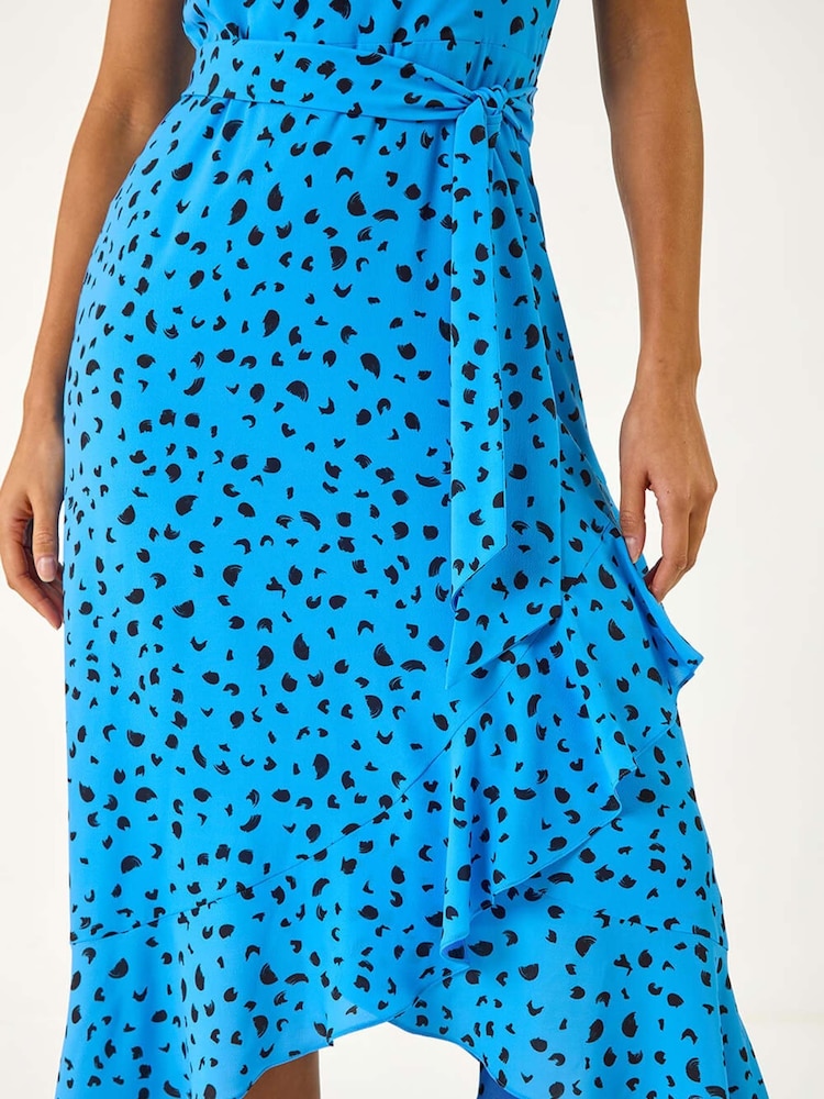 Azul - Roman Spot Print Frill Hem Halter Dress - Imagen 5 de 5 Azul - Roman Spot Print Frill Hem Halter Dress - Imagen 5 de 5