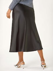 Roman Black Woven Satin Skirt - Image 3 of 5