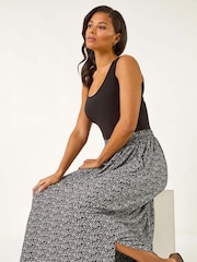 Roman Black Animal Print Hareem Stretch Skirt - Image 1 of 5
