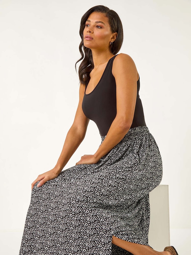 Roman Black Animal Print Hareem Stretch Skirt - Image 1 of 5