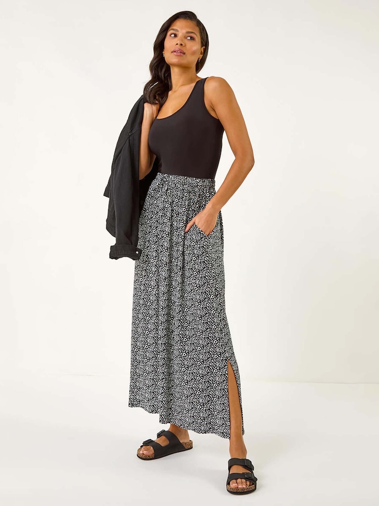 Roman Black Animal Print Hareem Stretch Skirt - Image 2 of 5