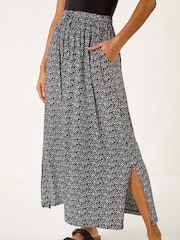 Roman Black Animal Print Hareem Stretch Skirt - Image 4 of 5