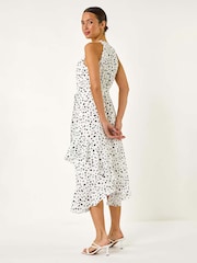 Roman White Spot Print Frill Hem Halter Dress - Image 2 of 5