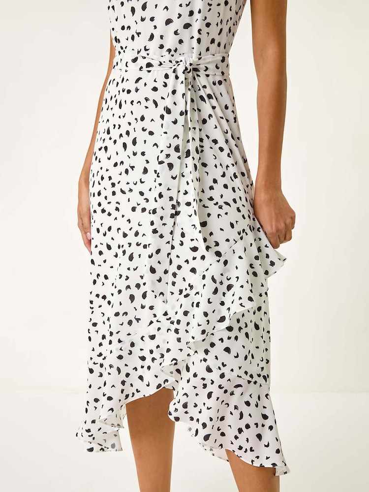 Roman White Spot Print Frill Hem Halter Dress - Image 5 of 5