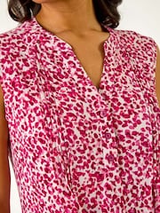 Roman Pink Abstract Animal Print Stretch Vest Top - Image 5 of 5