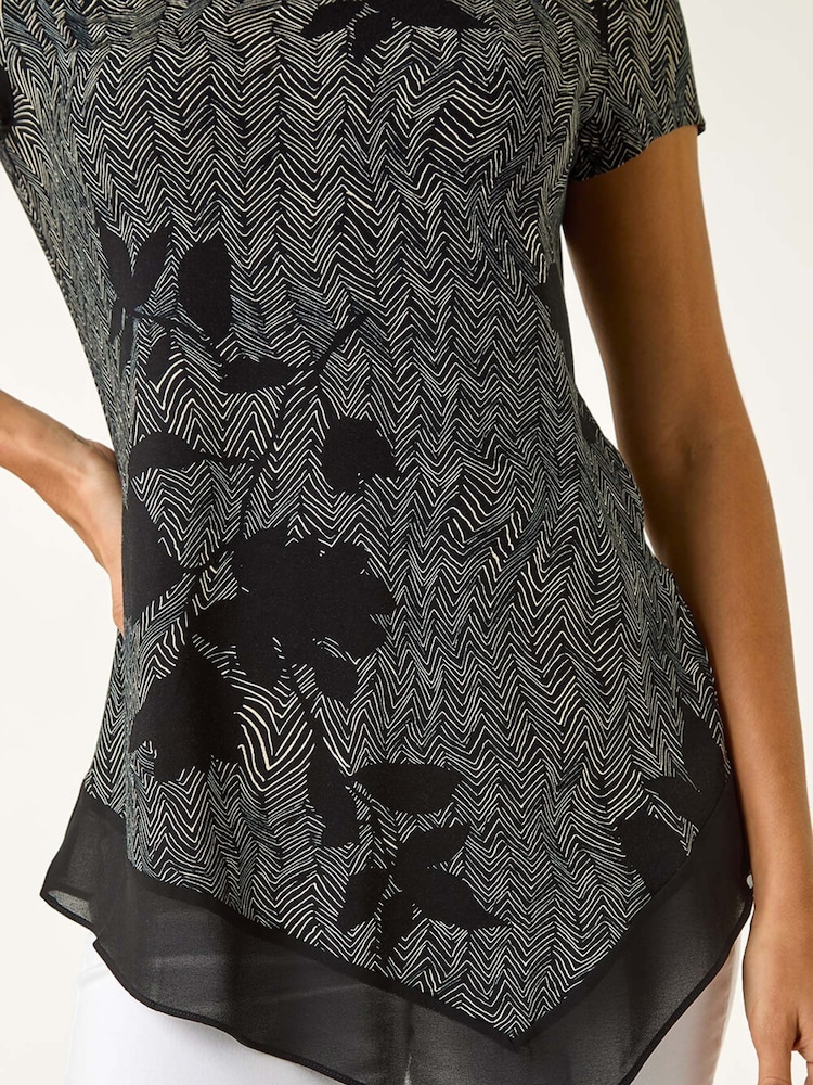 Estampado floral romano Chiffon Hem Top - Imagen 5 de 5 Estampado floral romano Chiffon Hem Top - Imagen 5 de 5