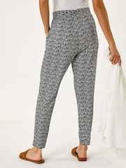 Roman Black Animal Print Hareem Stretch Straight Trousers - Image 3 of 5