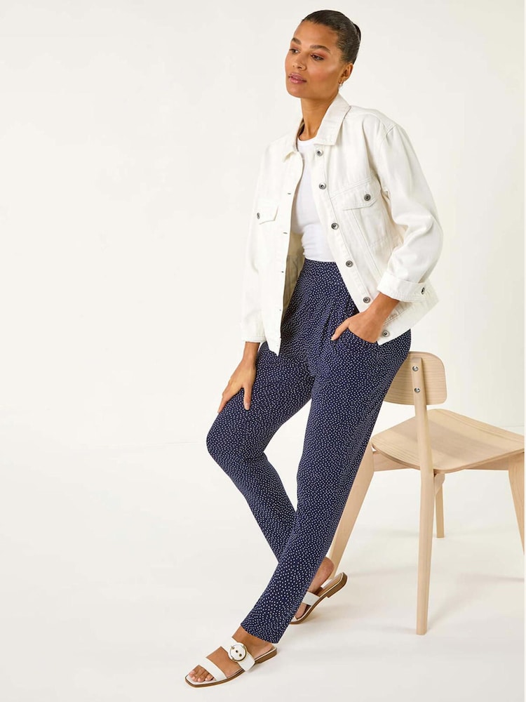 Roman Blue Spot Print Harem Trousers - Image 1 of 5