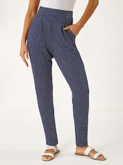 Roman Blue Spot Print Harem Trousers - Image 4 of 5