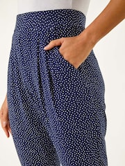 Roman Blue Spot Print Harem Trousers - Image 5 of 5
