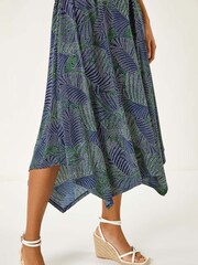 Roman Leaf Puff Print Hanky Hem Midi Dress - Imagen 5 de 5