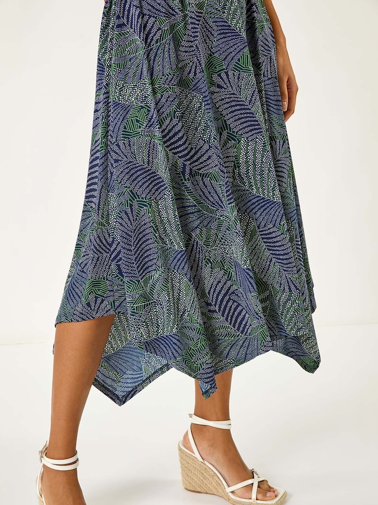 Roman Leaf Puff Print Hanky Hem Midi Dress - Imagen 5 de 5 Roman Leaf Puff Print Hanky Hem Midi Dress - Imagen 5 de 5