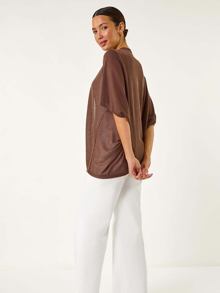 Roman Brown Cocoon Tunic Cardigan - Image 3 of 5