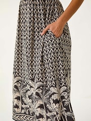 Roman Black Palm Border Strap Midi Sundress - Image 5 of 5
