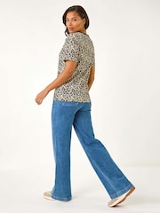 Roman Textured Leopard Print Stretch T-Shirt - Imagen 3 de 5