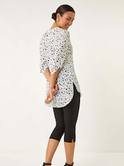 Roman White Spot Print V-Neck Button Blouse - Image 3 of 5