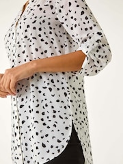 Roman White Spot Print V-Neck Button Blouse - Image 5 of 5