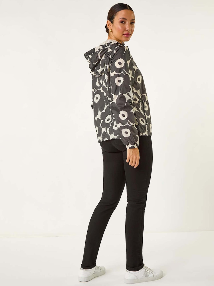 Negro - Roman Floral Print Rain Jacket - Imagen 2 de 5 Negro - Roman Floral Print Rain Jacket - Imagen 2 de 5