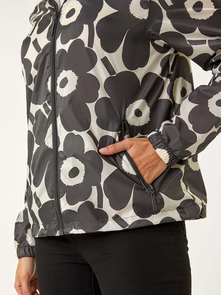 Negro - Roman Floral Print Rain Jacket - Imagen 5 de 5 Negro - Roman Floral Print Rain Jacket - Imagen 5 de 5